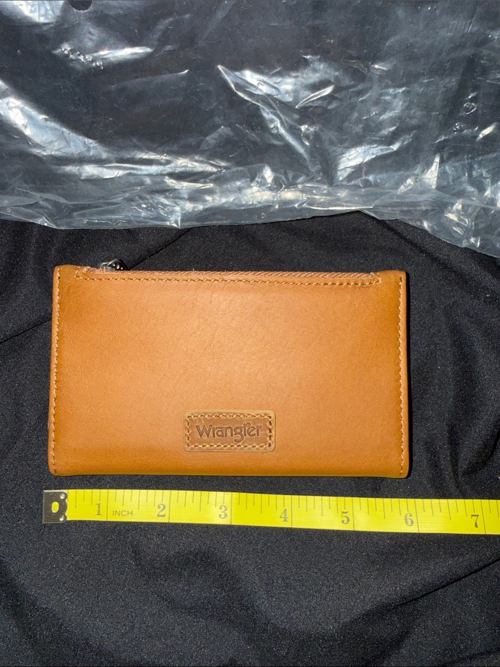 Wrangler Brown Leather Zip Card Holder